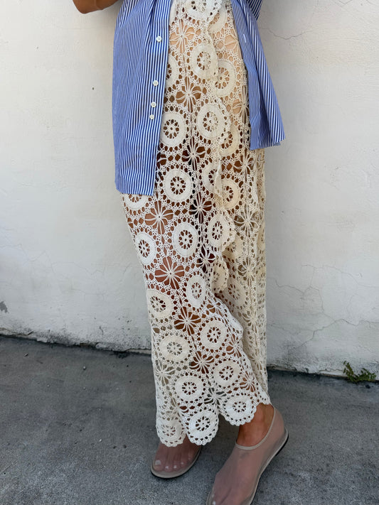 Crochet Maxi Skirt in Ivory