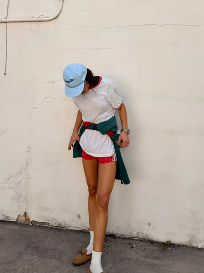 Satin Stripe Track Shorts Red