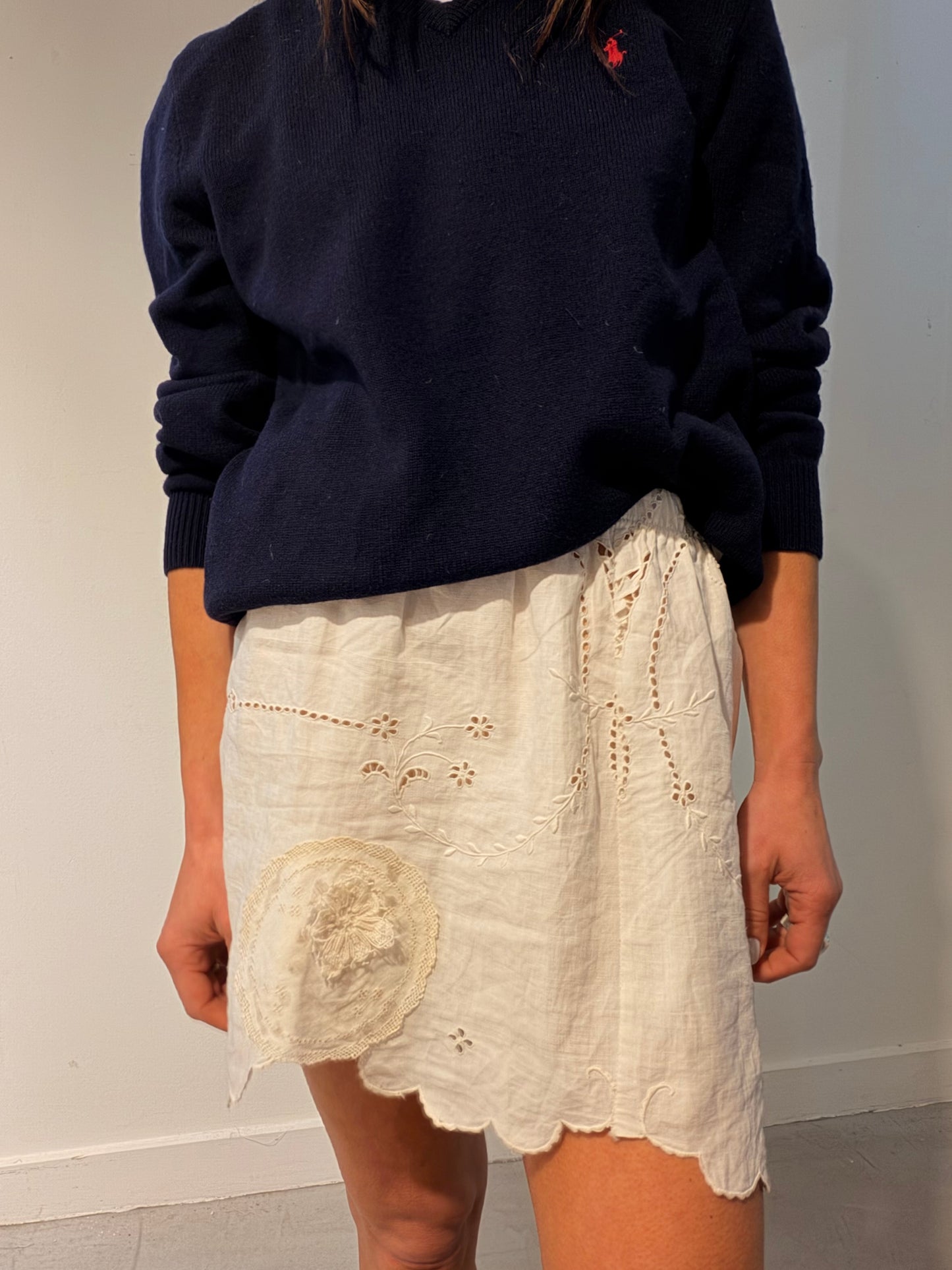 Cutwork Scalloped Mini Skirt