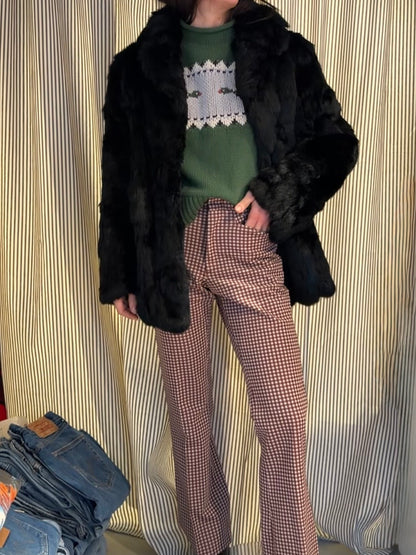 Black Rabbit Fur Coat