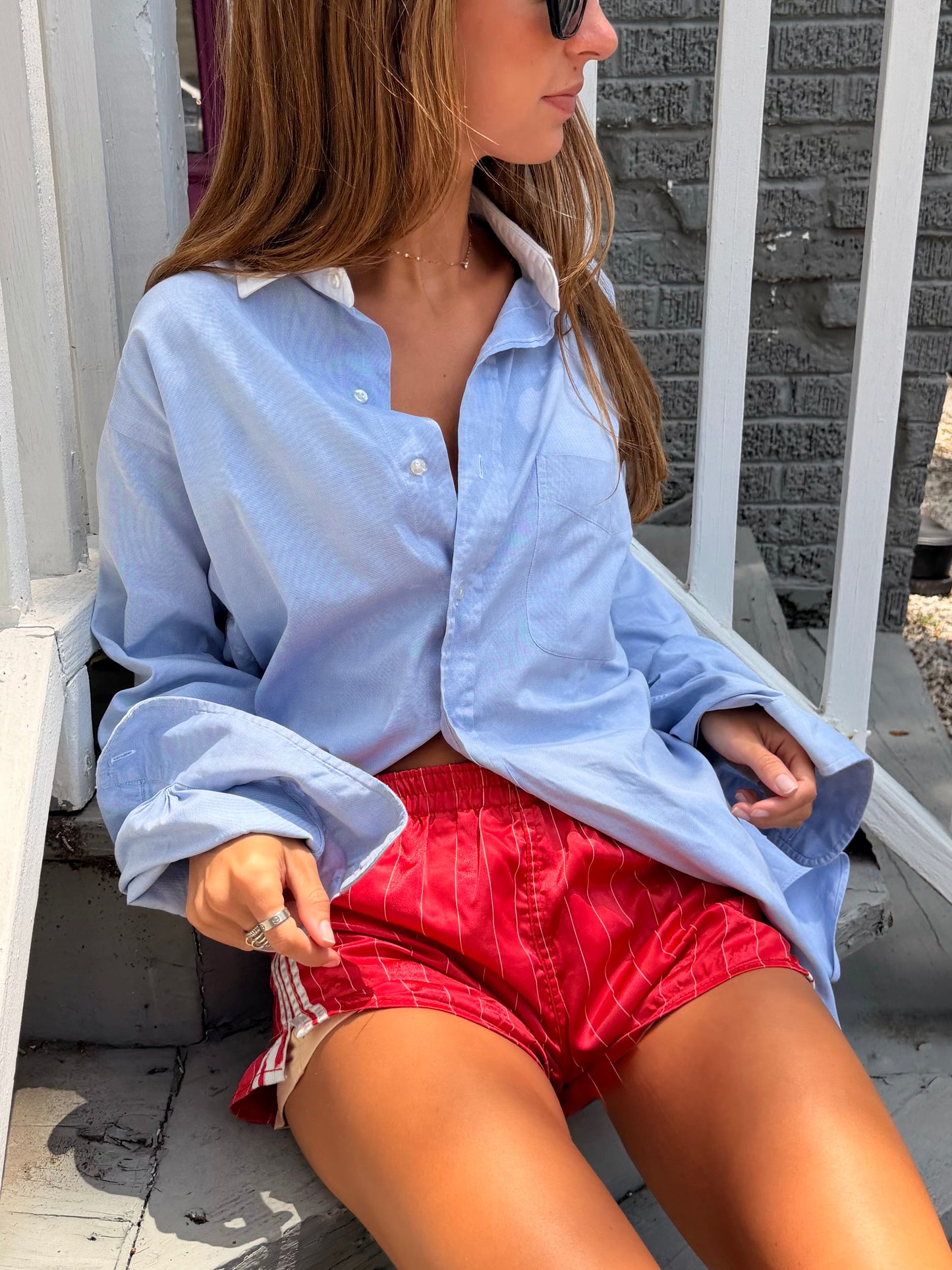 White Collar Light Blue Shirt