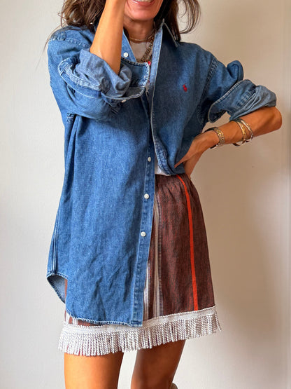 Guatemalan Mini Skirt With Fringe Brown