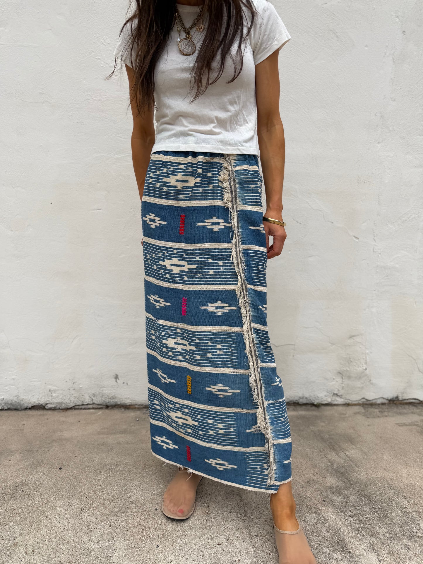 Denim Blue Multi Baule Maxi Skirt