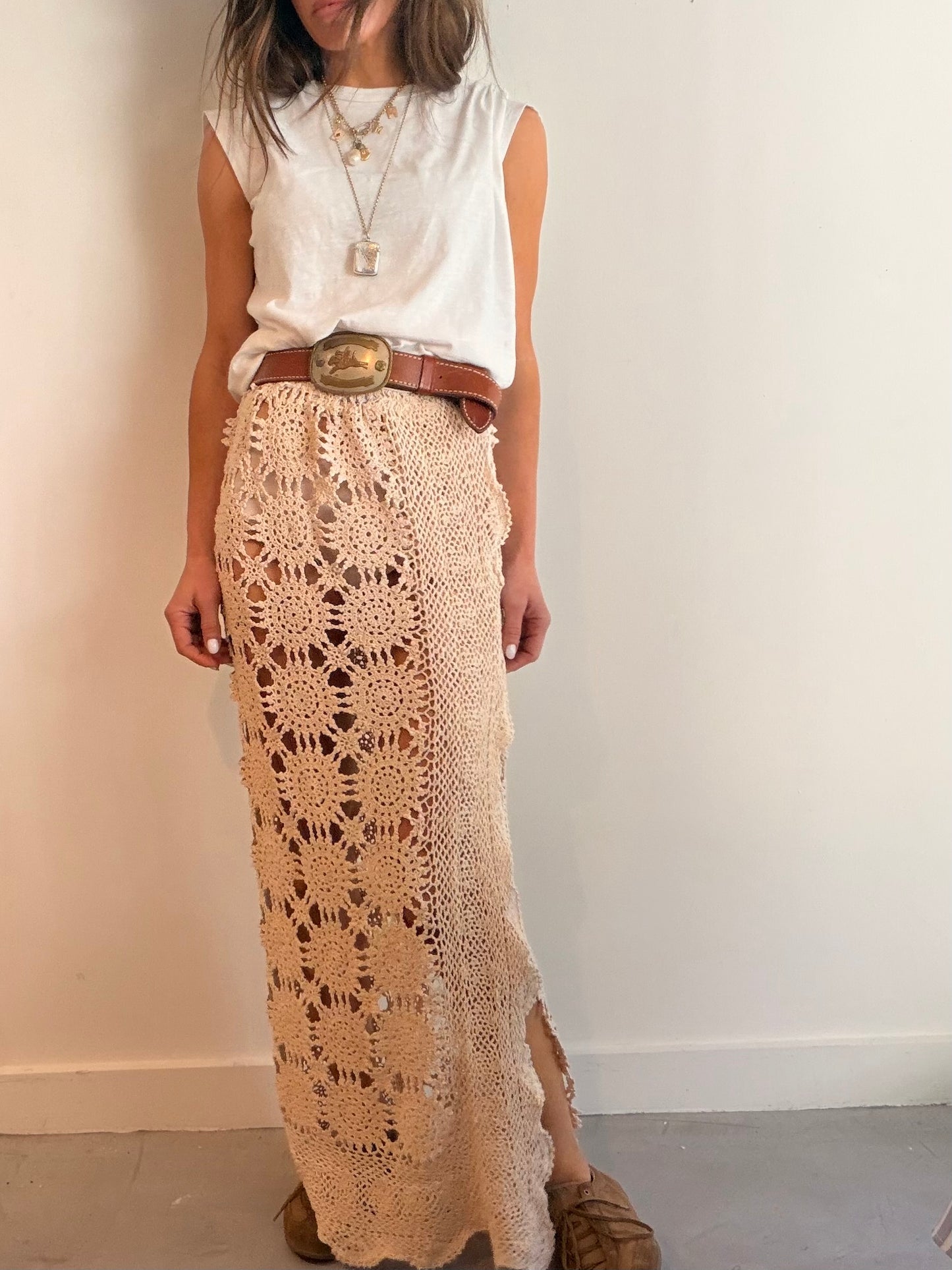 Crochet Maxi in Beige