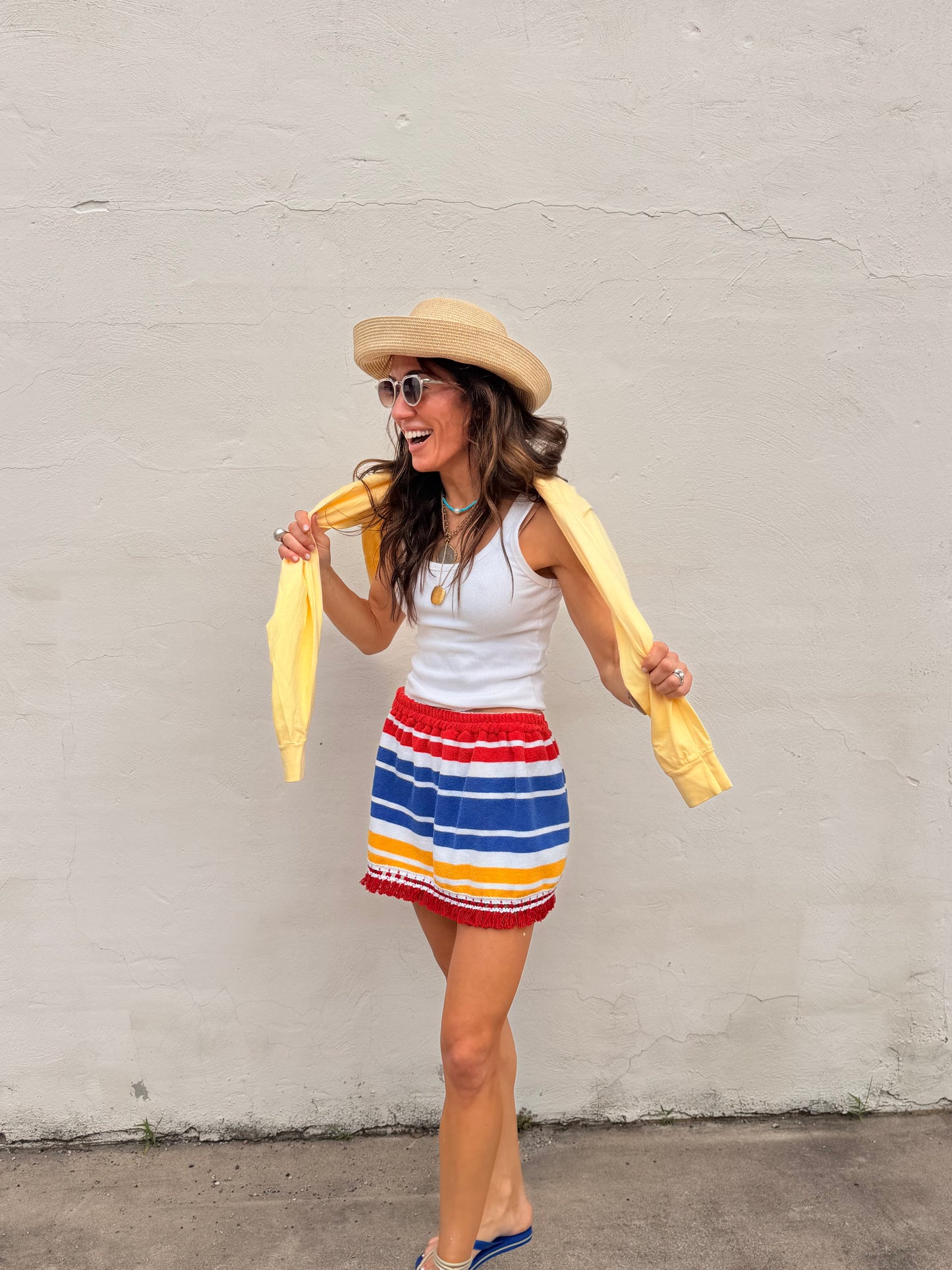 Vintage Stripe Towel Mini Skirt