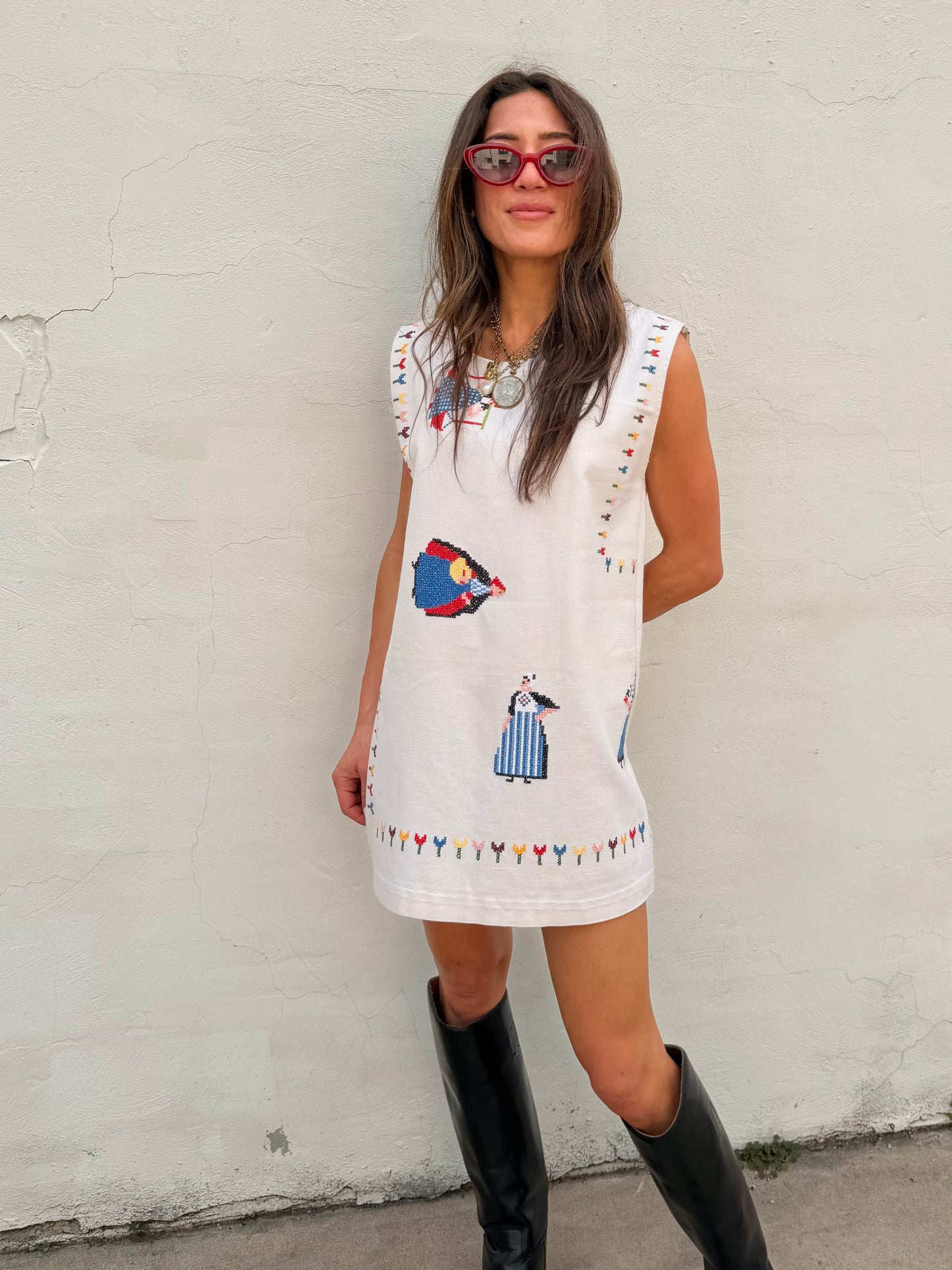 Scandi Folk Embroidered Mini Dress