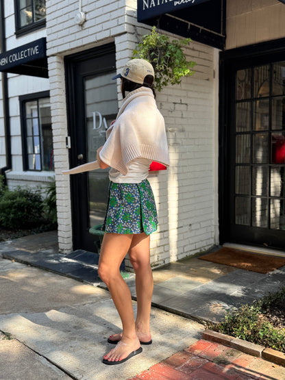Blue Green Floral 60s Mini Skort