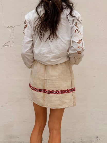 European Linen Red/Blue Mini