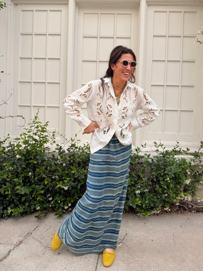 Indigo Stripe Baule Skirt