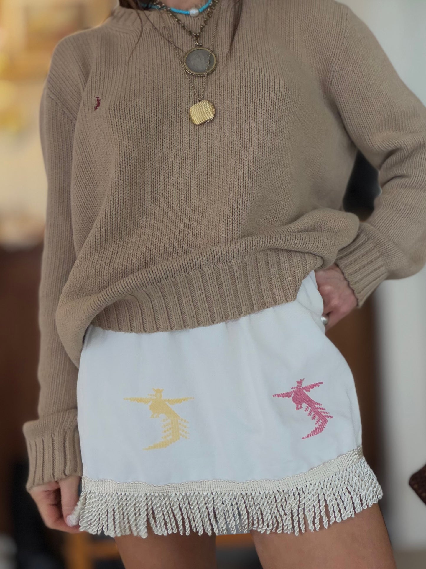 Guatemalan Mini Skirt W/ Fringe