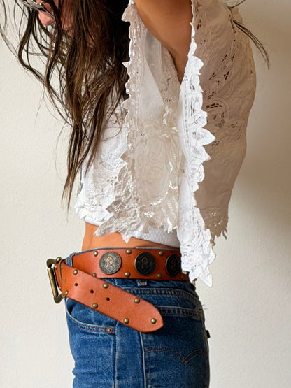 Battenburg Lace Crop Cape Top
