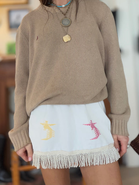 Guatemalan Mini Skirt W/ Fringe