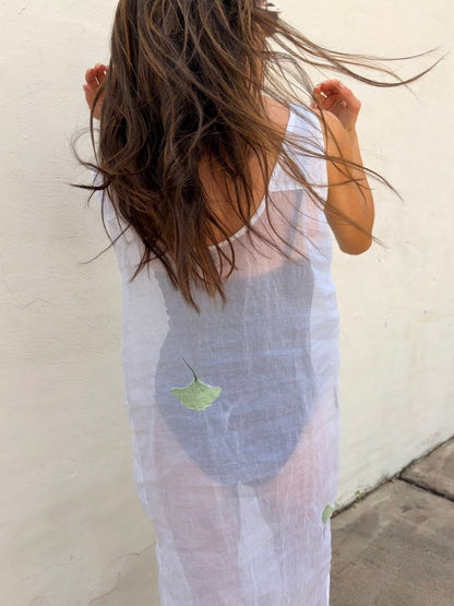 Sheer Maxi Dress With Embroidery