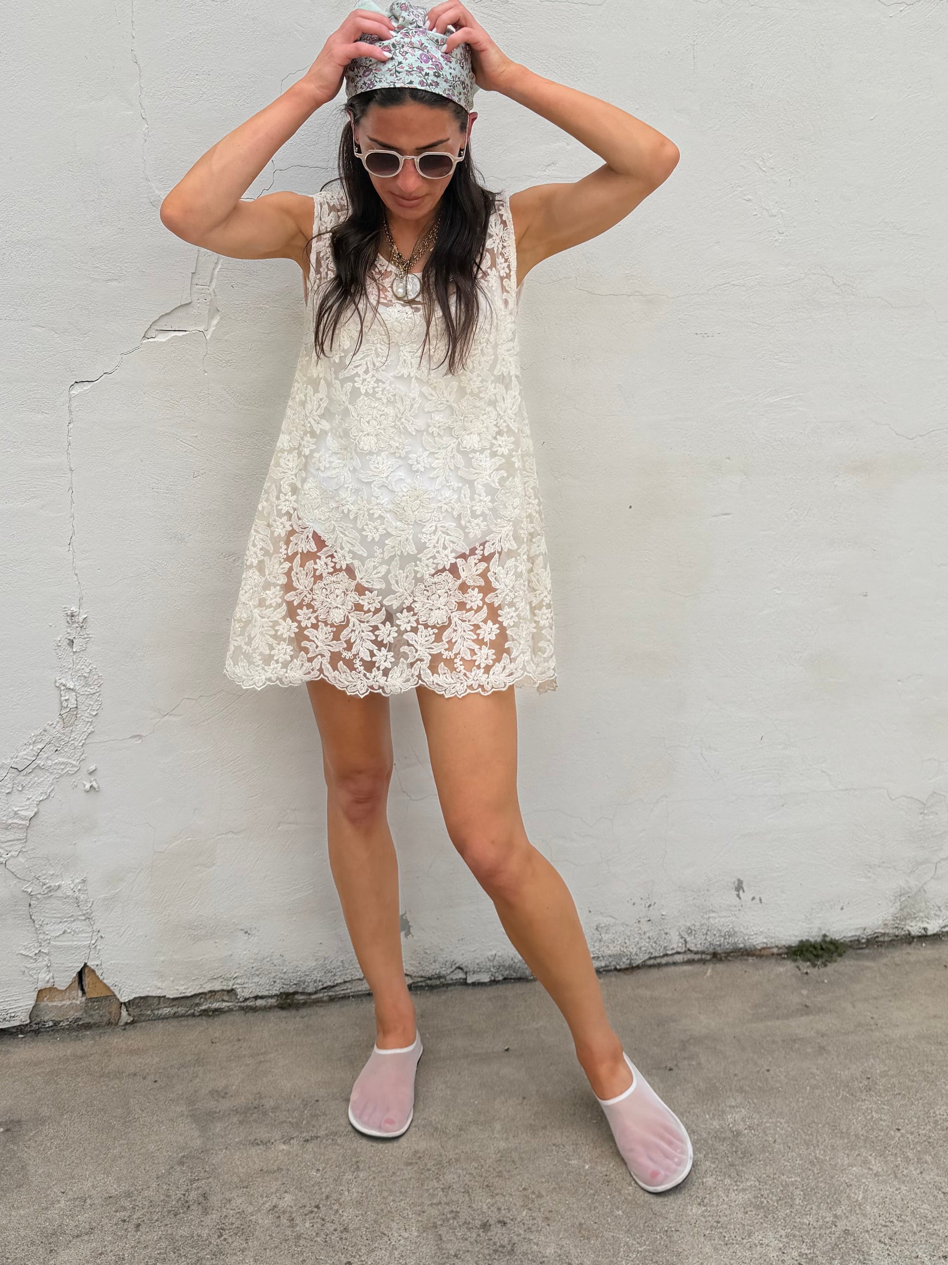 Lace Sheer Mini Dress – NL Vintage