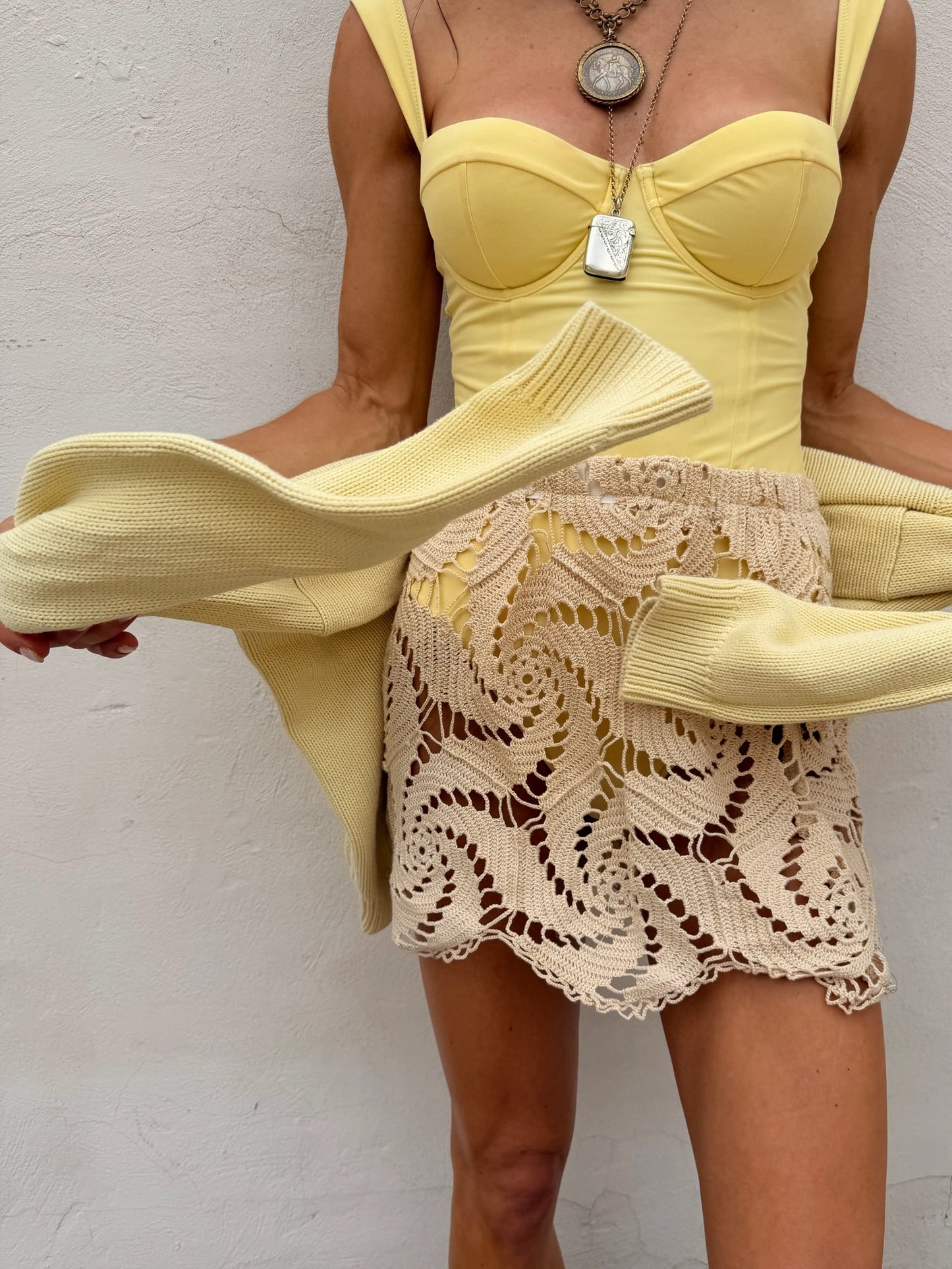 Beige Crochet Mini