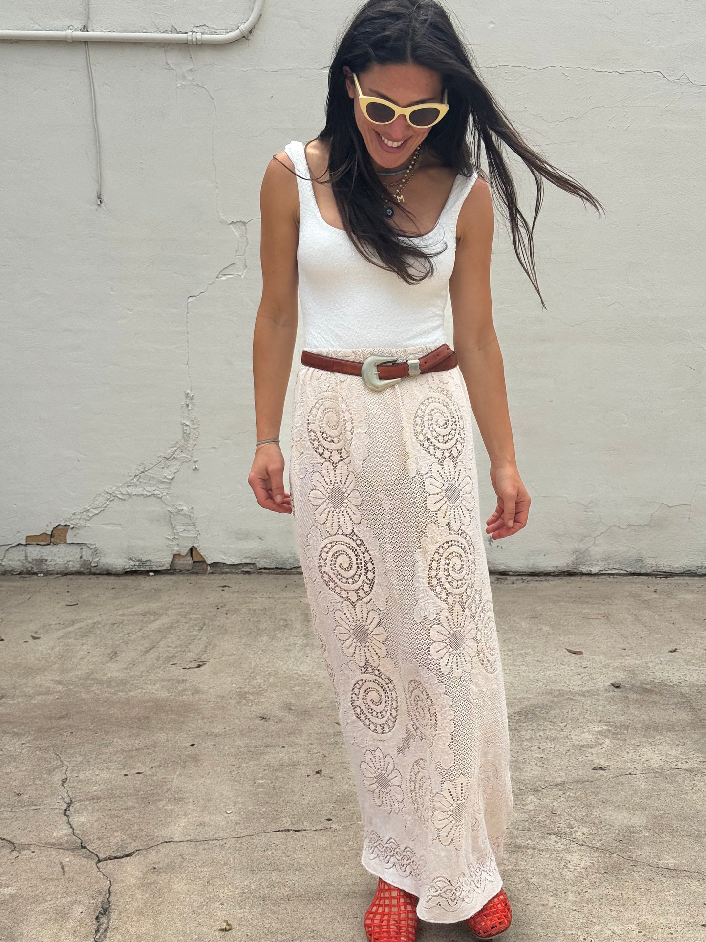 Lace Tablecloth Maxi Skirt