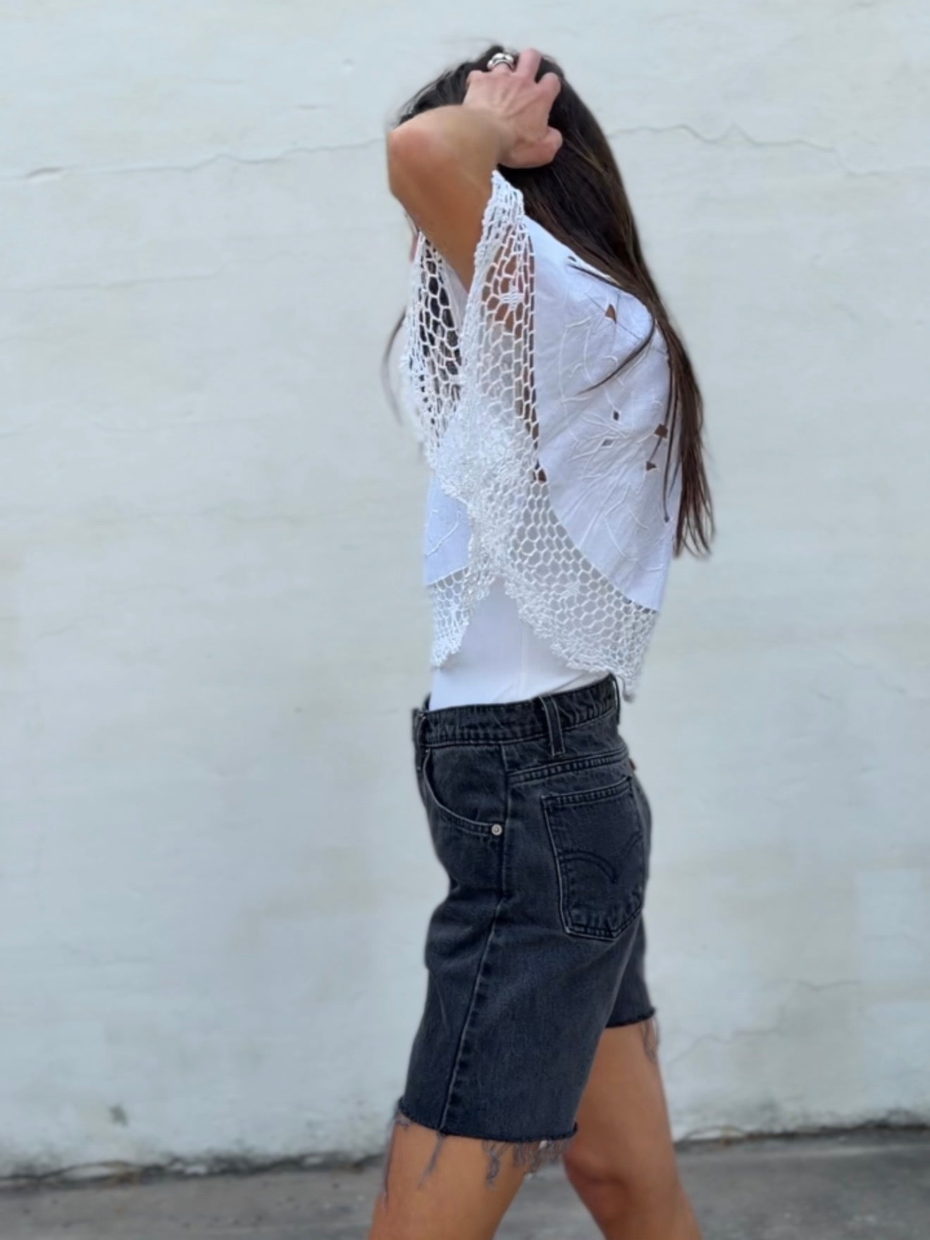 Lace Trimmed Caplet Top