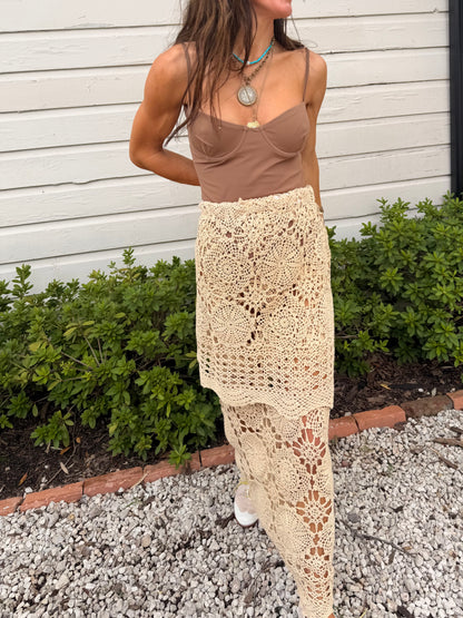 Double Tiered Crochet Maxi Skirt