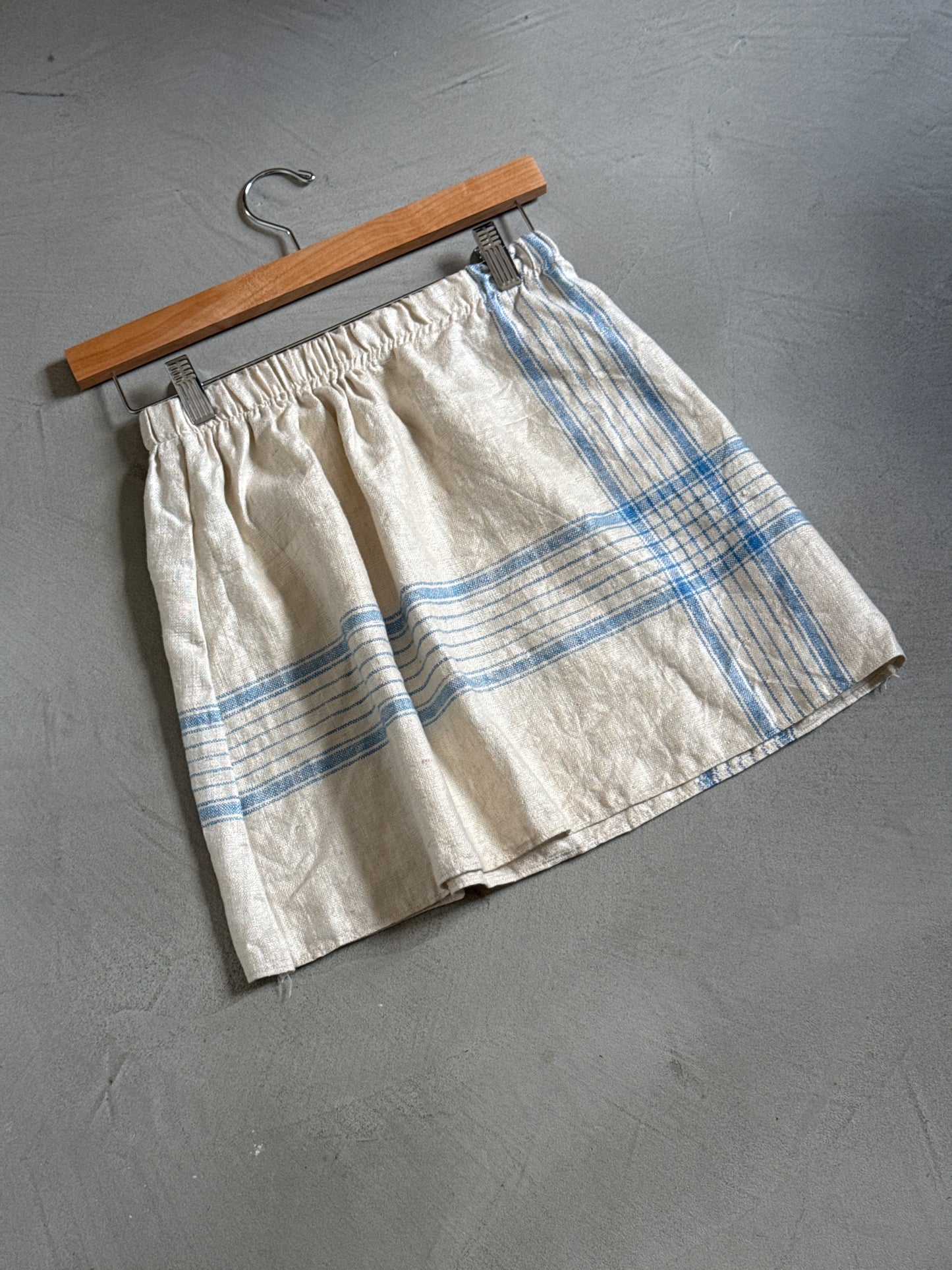 Cream Blue Stripe Mini Skirt