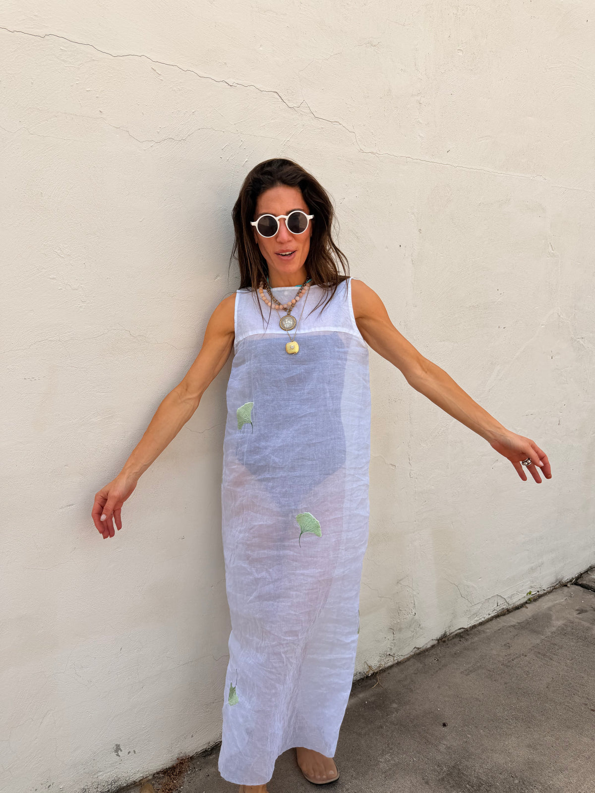 Sheer Maxi Dress With Embroidery