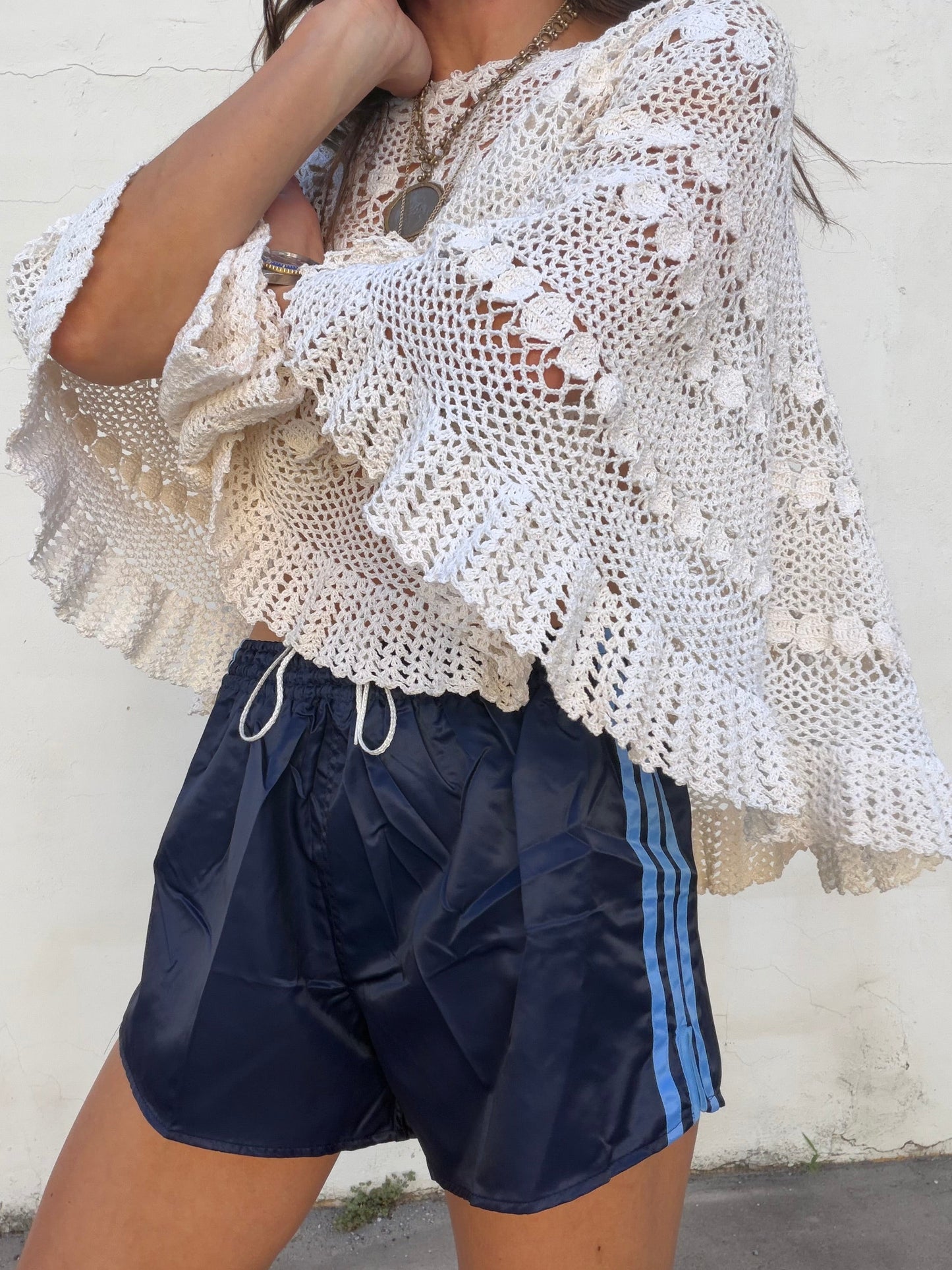 Vintage Nylon Shorts Navy Sky
