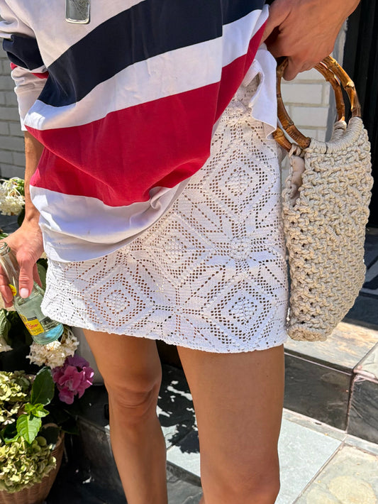 Crochet Mini Skirt White