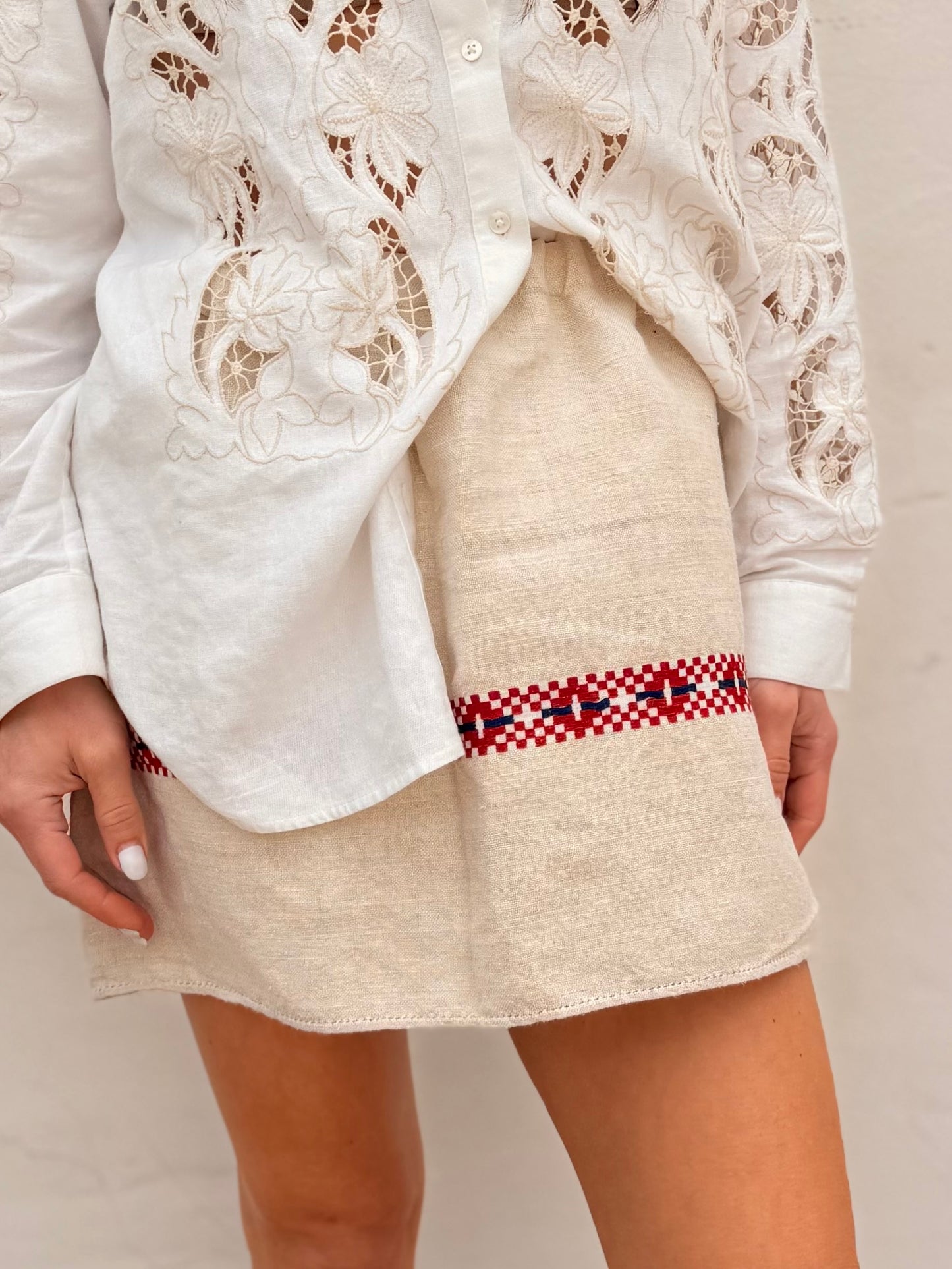 European Linen Red/Blue Mini
