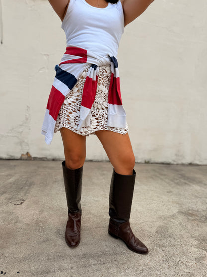 Sunflower Crochet Mini Skirt