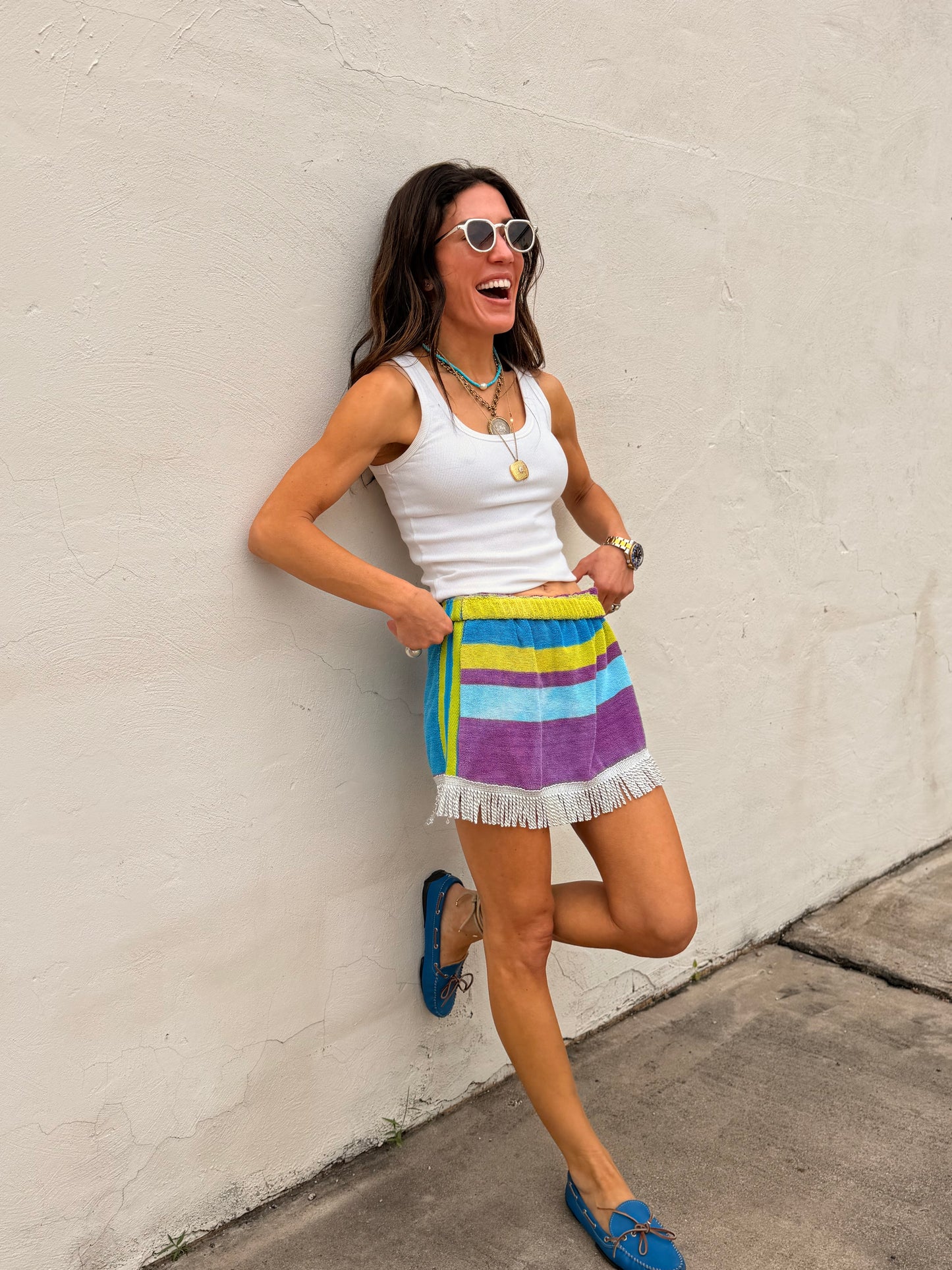Vintage Striped Towel Mini Skirt