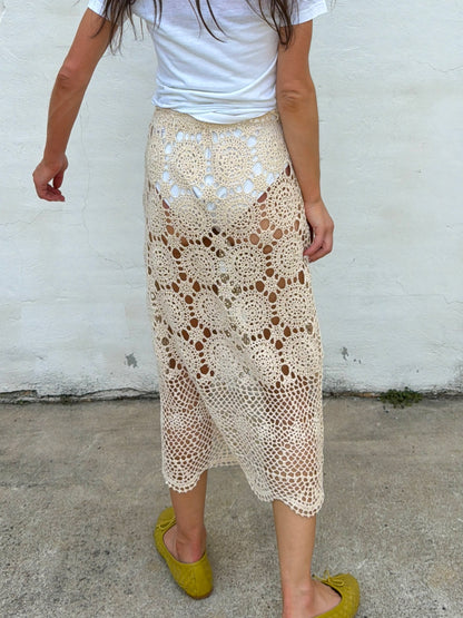 Crochet Midi Skirt Ivory