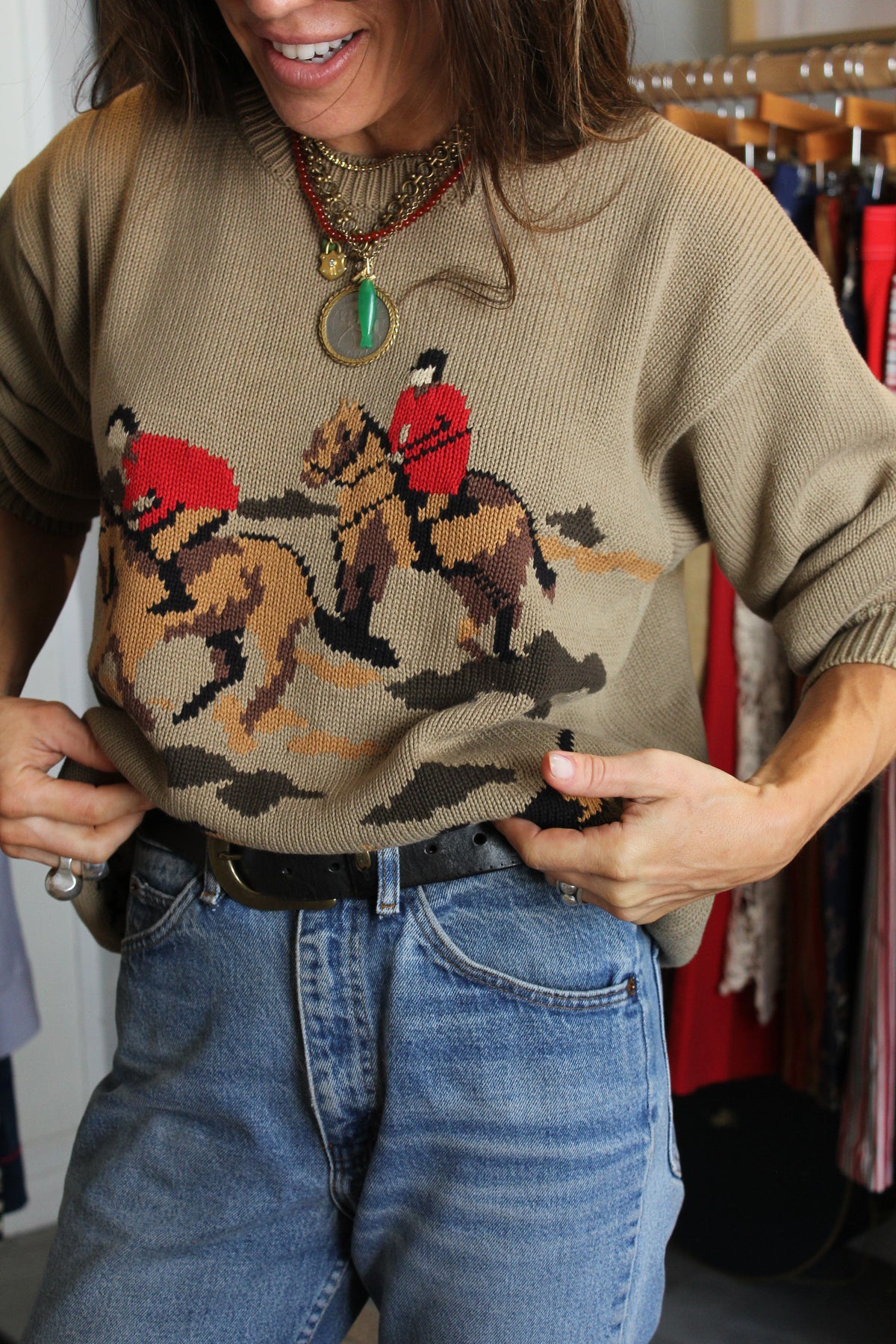 90s Cotton Fox Hunt Knit