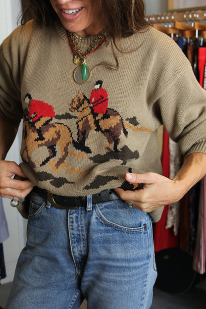 90s Cotton Fox Hunt Knit