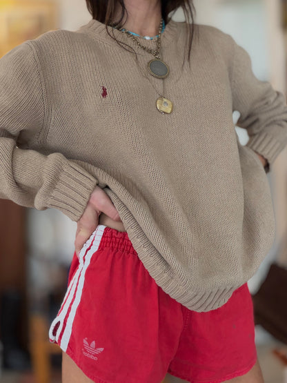 Vtg Adidas Cotton Trefoil Shorts Red