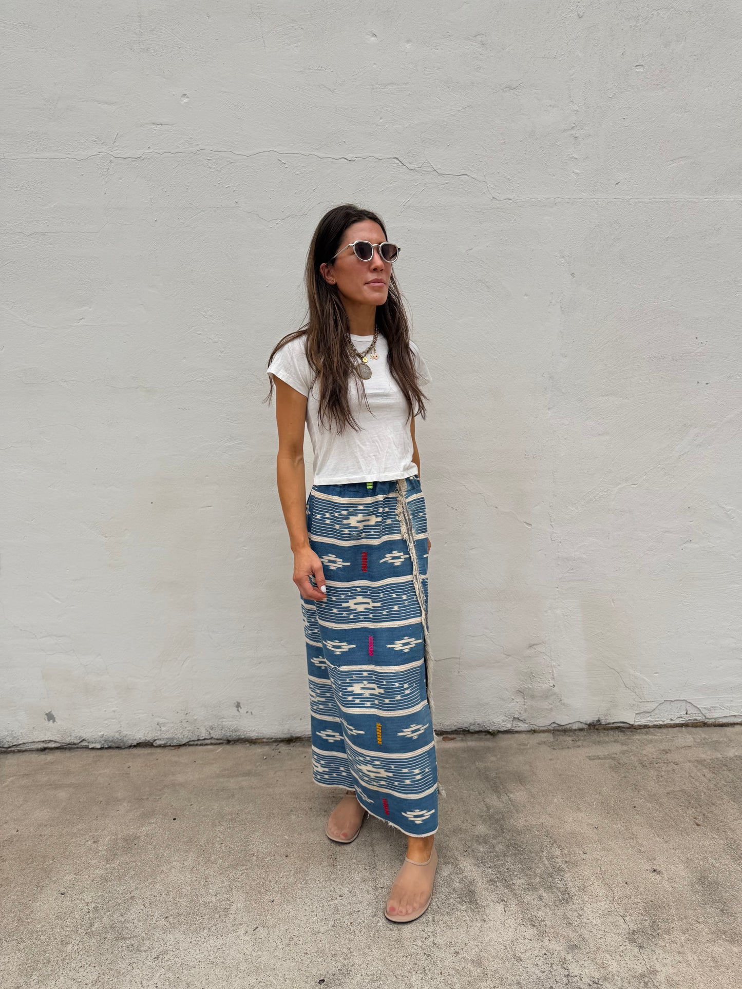 Denim Blue Multi Baule Maxi Skirt