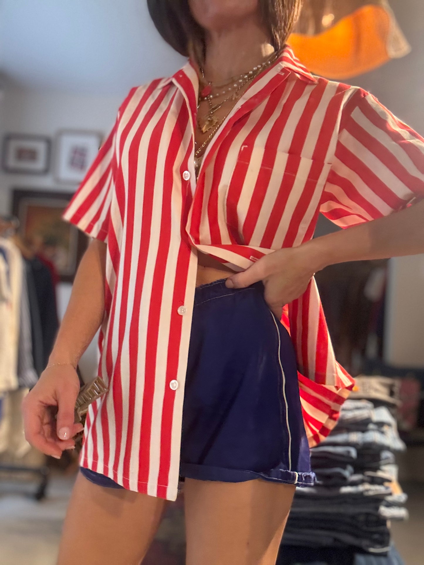 Red and White Stripe 50s Shirt