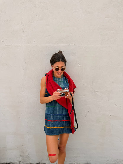 Lightweight Indigo Mini Dress Primary Stripes