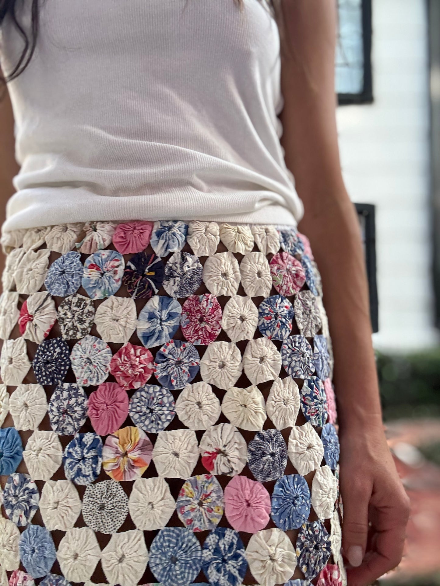 Cream/Pink Maxi YoYo Skirt