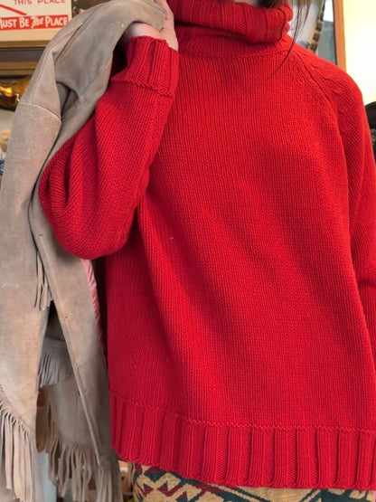 90s Red Cotton Turtleneck Sweater