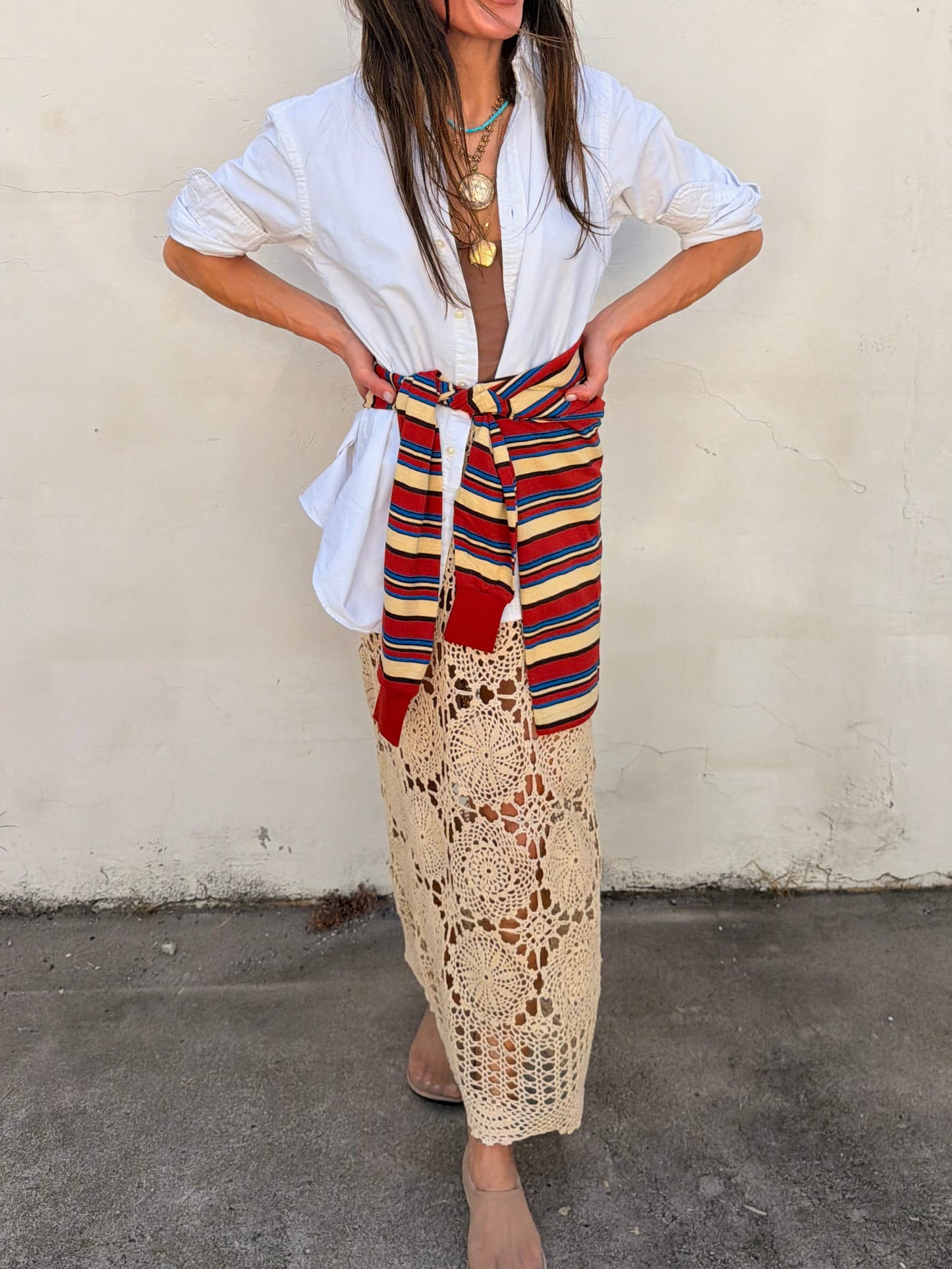 Crochet Maxi Skirt Tan