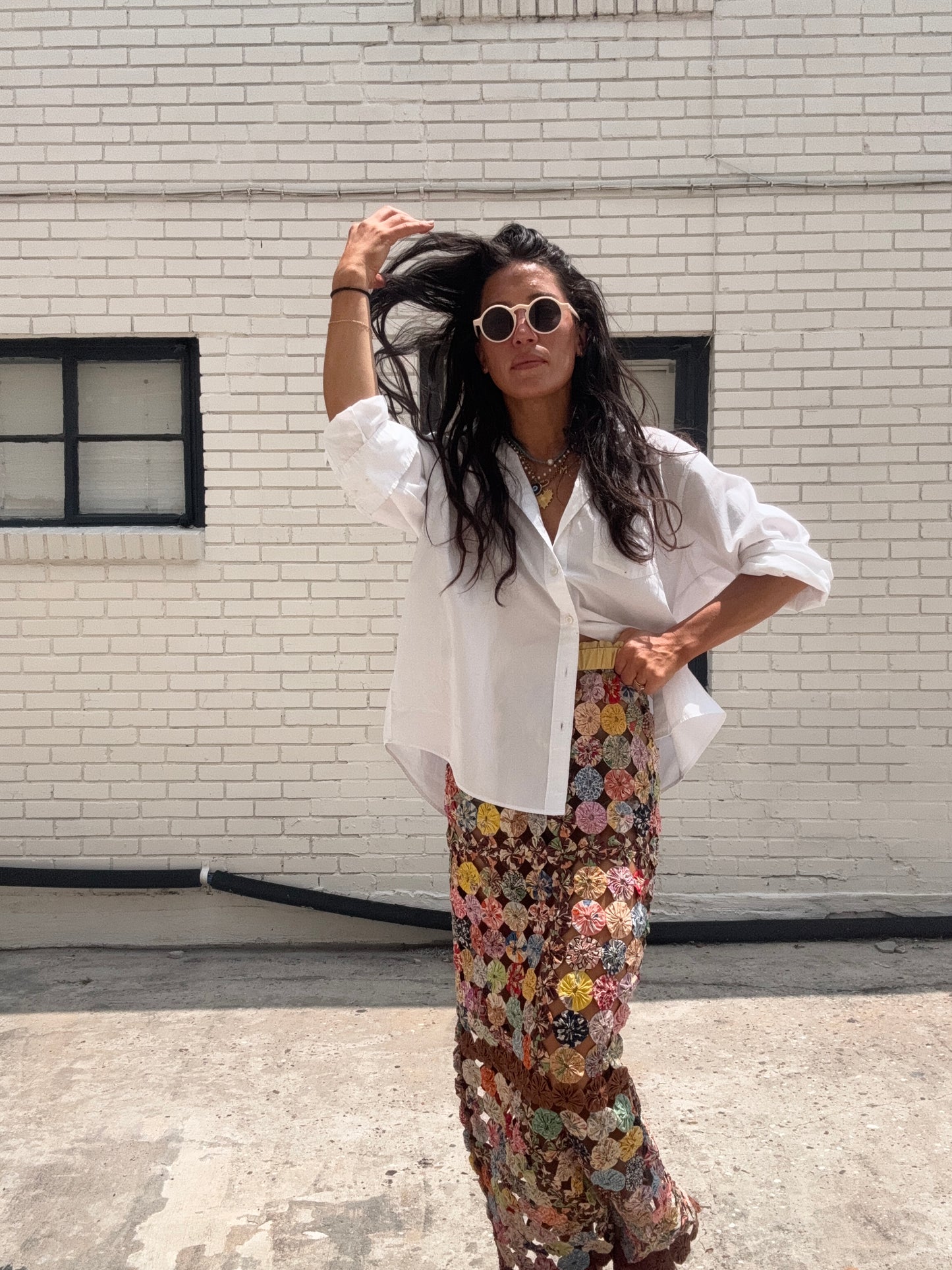 Yo-yo Maxi Skirt Set Brown Multi