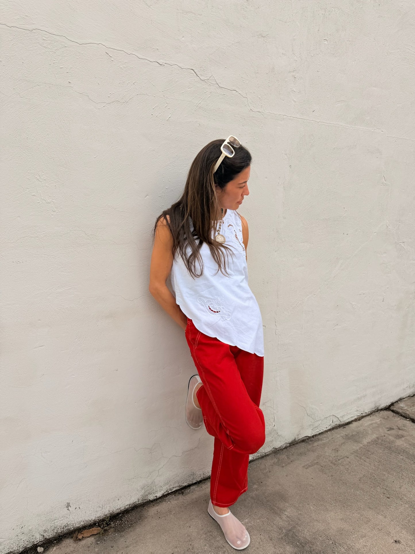 Asymmetrical Cutwork Top