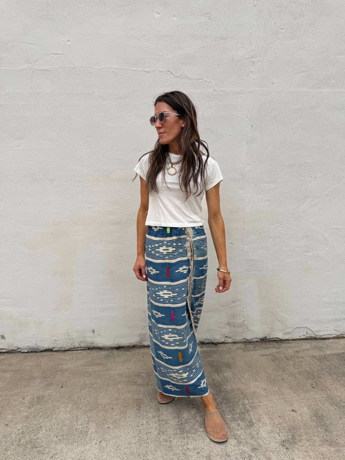 Denim Blue Multi Baule Maxi Skirt