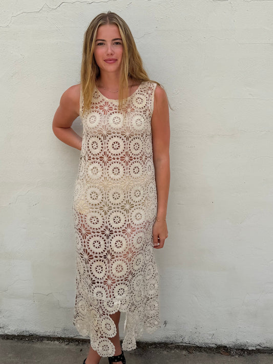 Crochet Dress in Sand-dollar