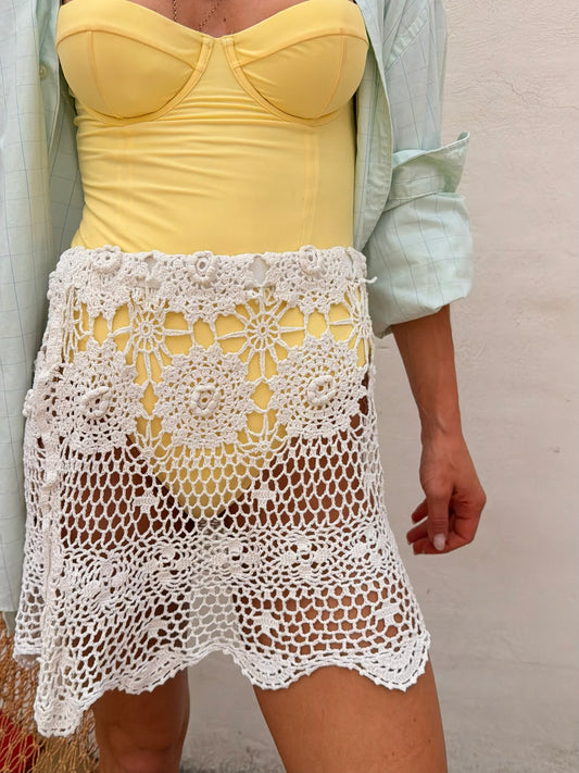 Crochet Scalloped Mini Skirt