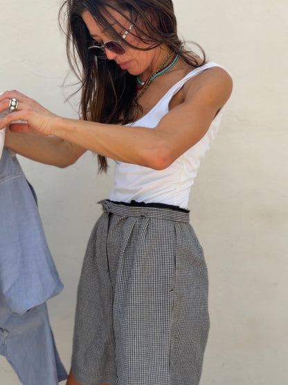 Gingham Linen Shorts