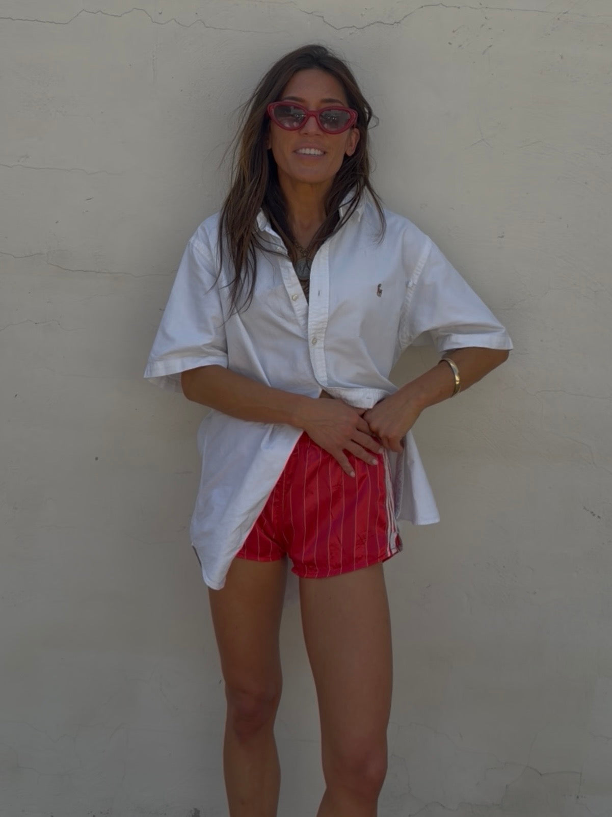 80s Red Satin Sporty Short