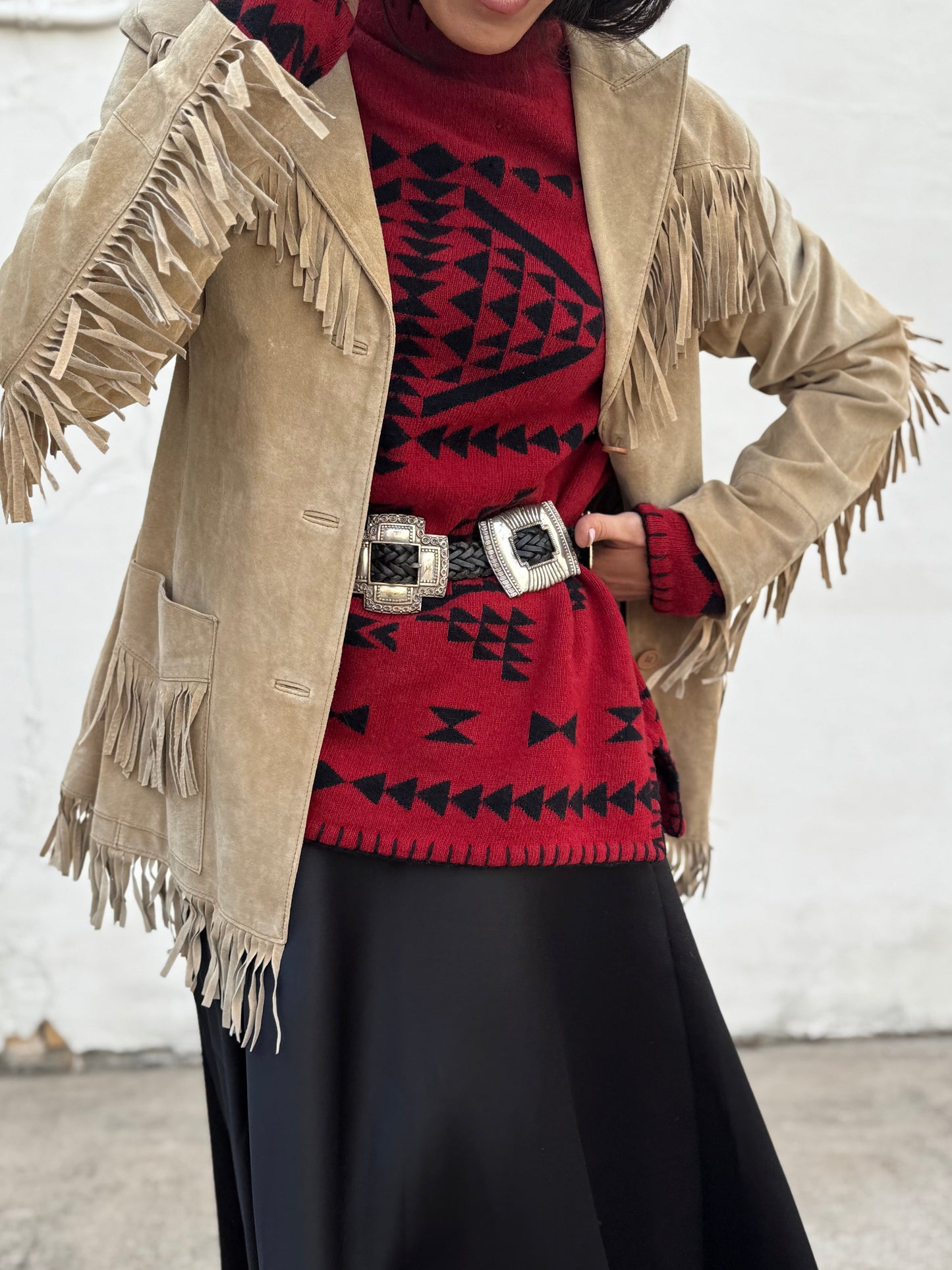 Light Tan Suede Fringe Jacket