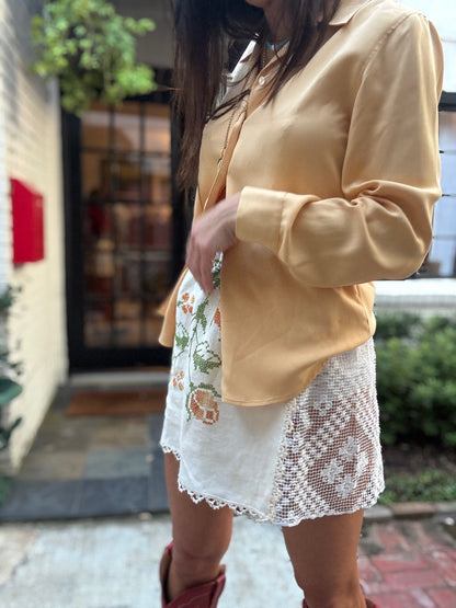 Cross-stitch and Lace Mini Yellow Floral