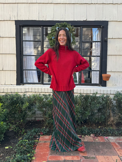 70s Green Tartan Stretch Maxi