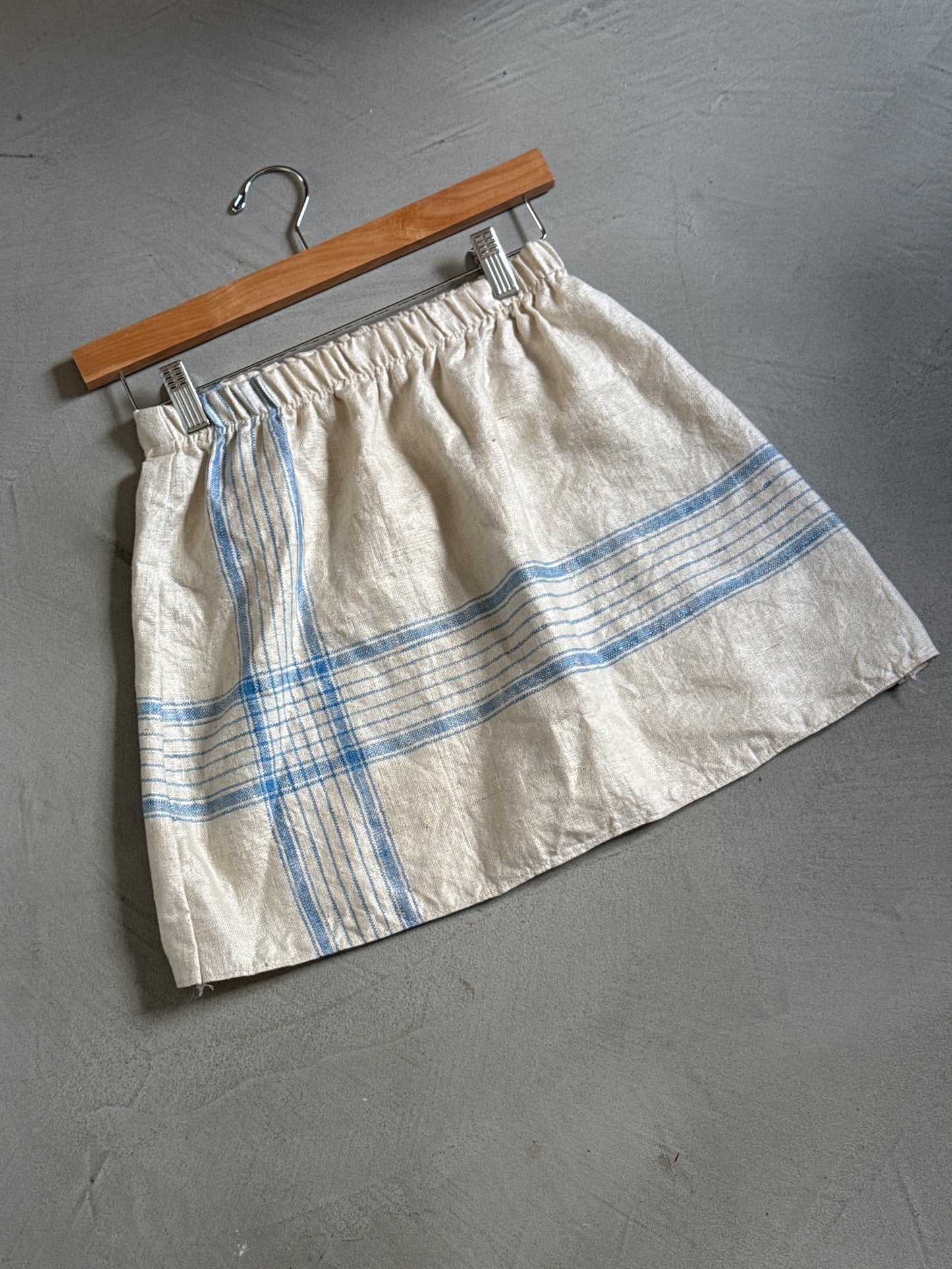 Cream Blue Stripe Mini Skirt